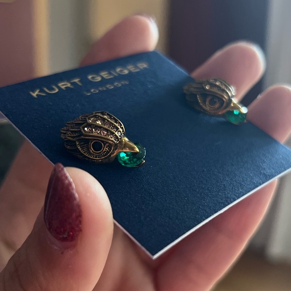 Kurt Geiger Eagle Green Gem Earrings - Picture 2 of 4